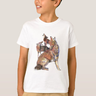 Camiseta Watercolor Howling Coyotes Animal Nature Art