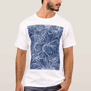 Camiseta Watercolor Iriss: Indigo Vintage Nouveau
