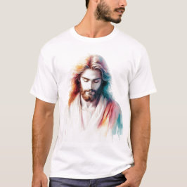 Camiseta Watercolor Jesus Christ Portrait – Serene & Spirit