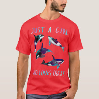 Camiseta Watercolor Killer Whales Ocean Just A Girl Who Lov