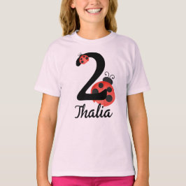 Camiseta Watercolor Ladybug Birthday Age Party Shirt