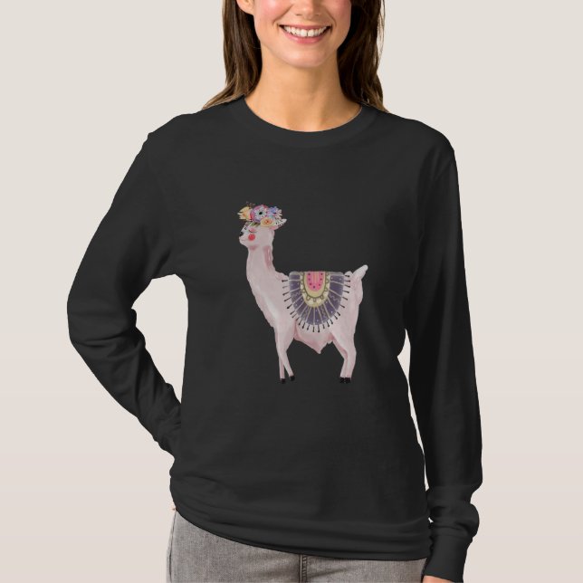 Camiseta Watercolor Llama Alpaca Boy  Girl  Kids (Frente)