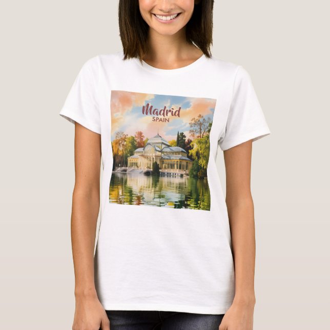 Camiseta Watercolor Madrid Spain Travel Cityscape Custom (Frente)