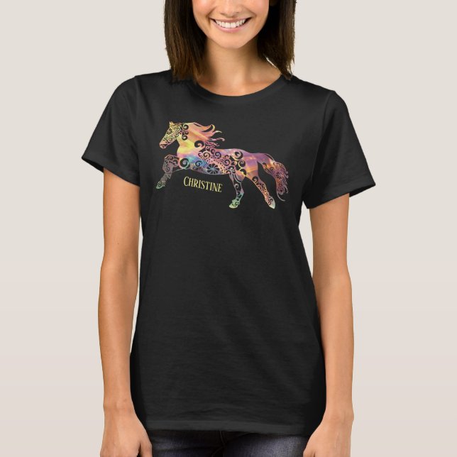 Camiseta Watercolor Mandala Horse Art Design (Frente)