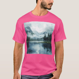 Camiseta Watercolor Mointain Landscape Mounscape Mounscape