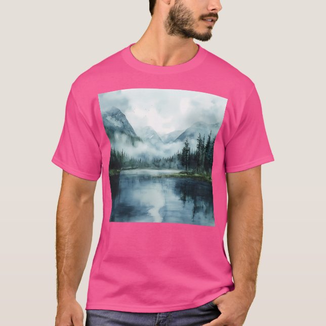 Camiseta Watercolor Mointain Landscape Mounscape Mounscape  (Frente)