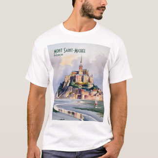 Camiseta Watercolor Mont Saint Michel France Vintage Travel