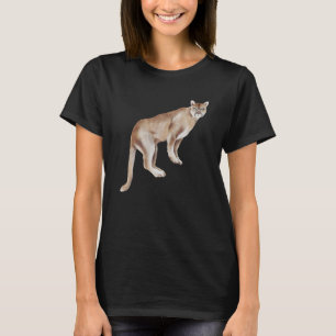 Camiseta Watercolor Mountain Lion Animal Nature Selvagem A