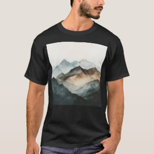 Camiseta Watercolor Mounts Design Landscape Wall Art Act