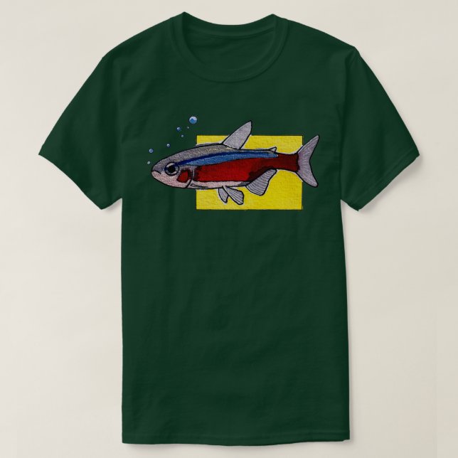 Camiseta Watercolor Neon Tetra (Frente do Design)
