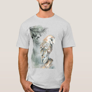 Camiseta Watercolor Owl Bird Willife Nature Art