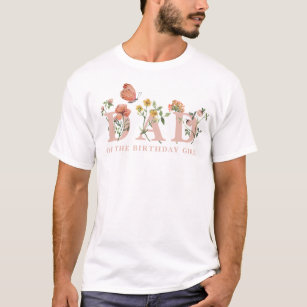 Camiseta Watercolor Pai de flor selvagem da garota de anive