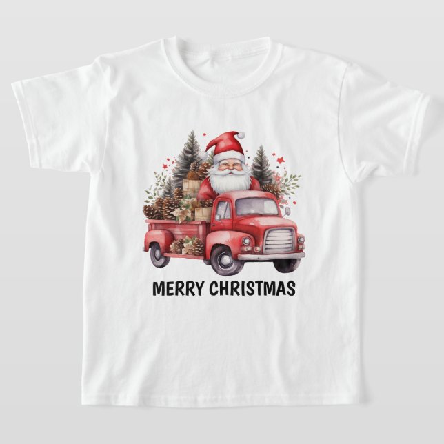 Camiseta Watercolor País Caminhão de Natal adiciona Papais  (Postura )