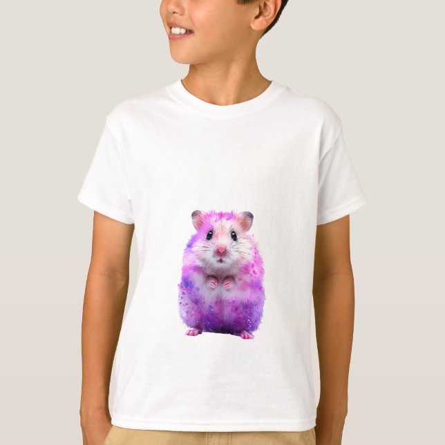 Camiseta Watercolor Purple Splatter Hamster Kids (Frente)