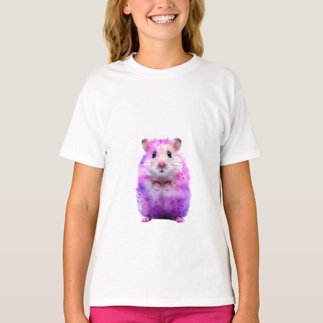 Camiseta Watercolor Purple Splatter Hamster Kids (Frente)