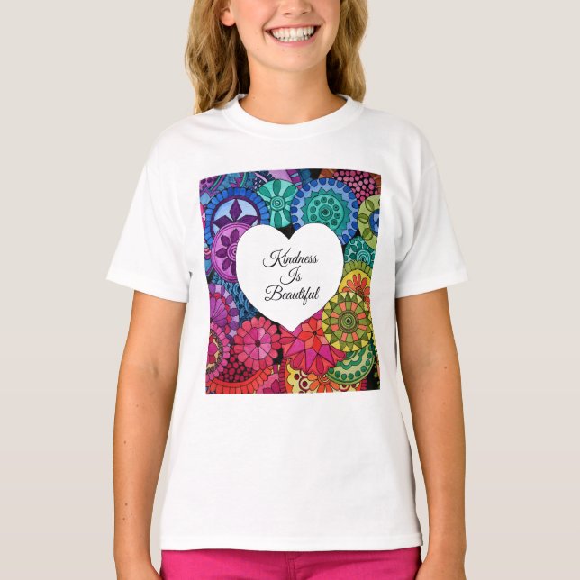 Camiseta Watercolor Rainbow Mandala Com Coração (Frente)