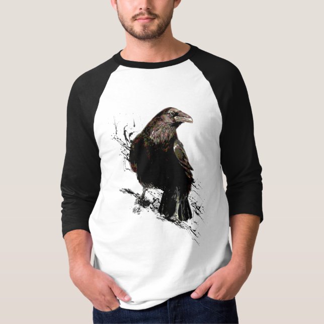 Camiseta Watercolor Raven Bird Art (Frente)