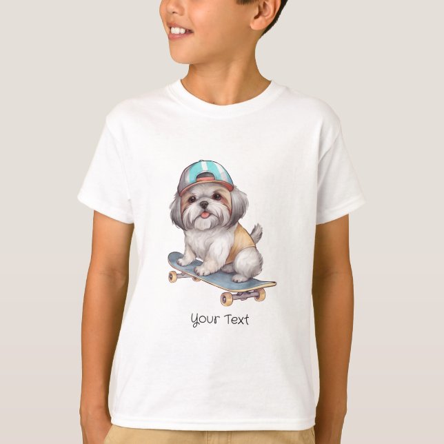 Camiseta Watercolor Shih Tzu Boy T-Shirt (Frente)