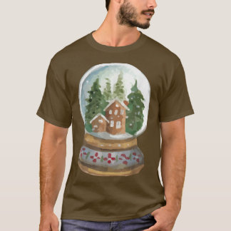 Camiseta Watercolor Snow Globe Papais noeis das Árvores de