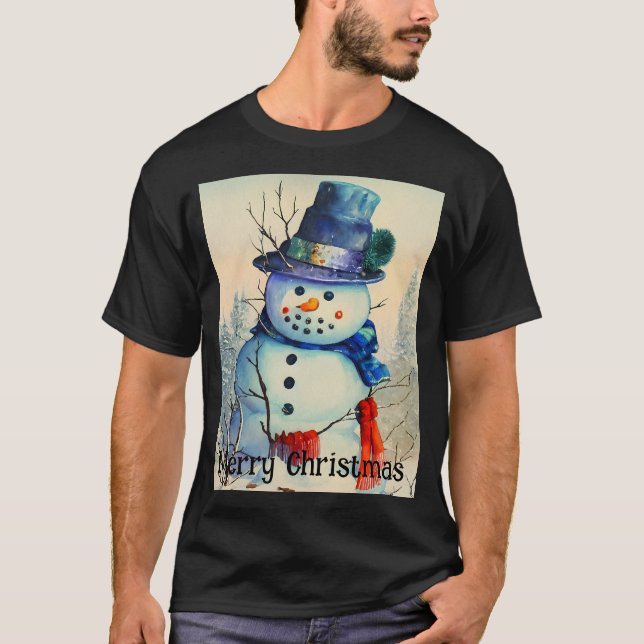 Camiseta Watercolor Snowman T-Shirt (Frente)