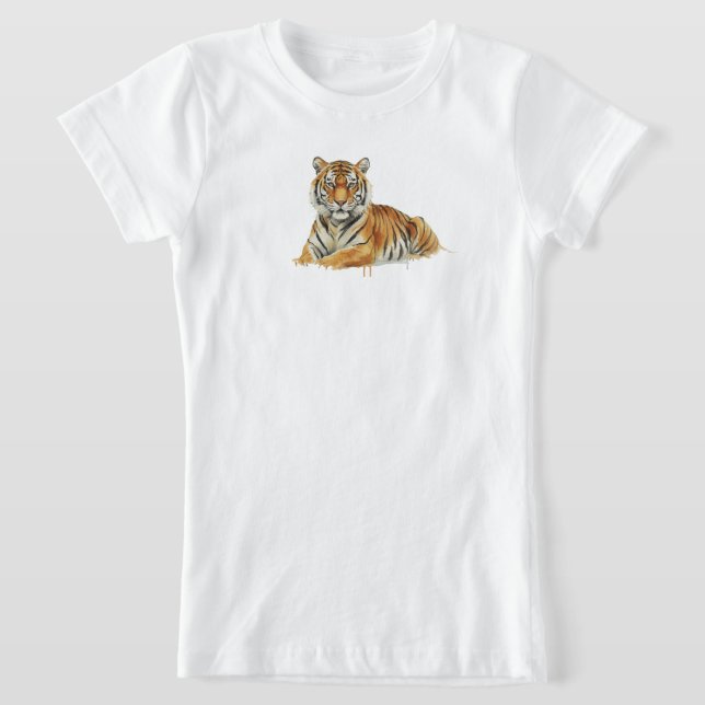 Camiseta Watercolor Tiger Illustration – Majestic Wildlife  (Postura )