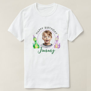 Camiseta Watercolor Trex Kids Foto Aniversário