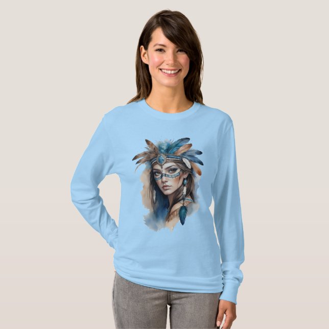 Camiseta Watercolor Tribal Beauty: Espírito da Arte Boêmia (Frente Completa)