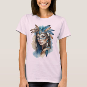 Camiseta Watercolor Tribal Beauty: Espírito da Arte Boêmia