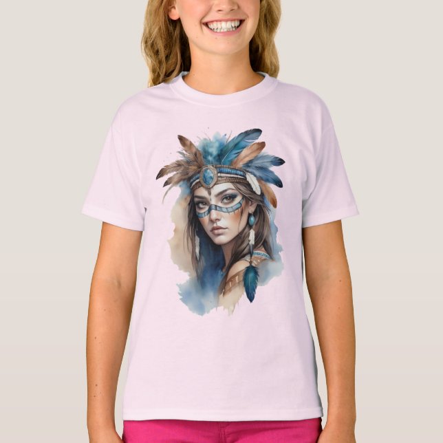 Camiseta Watercolor Tribal Beauty: Espírito da Arte Boêmia (Frente)