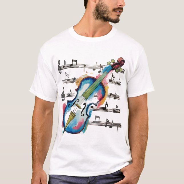 Camiseta watercolor violin (Frente)