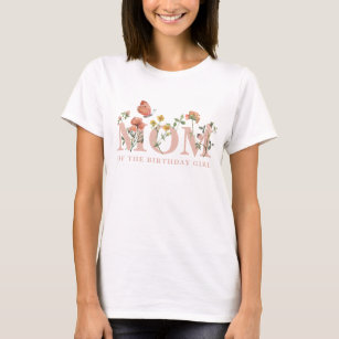 Camiseta Watercolor Wildflower Mãe da Rapariga de Aniversár