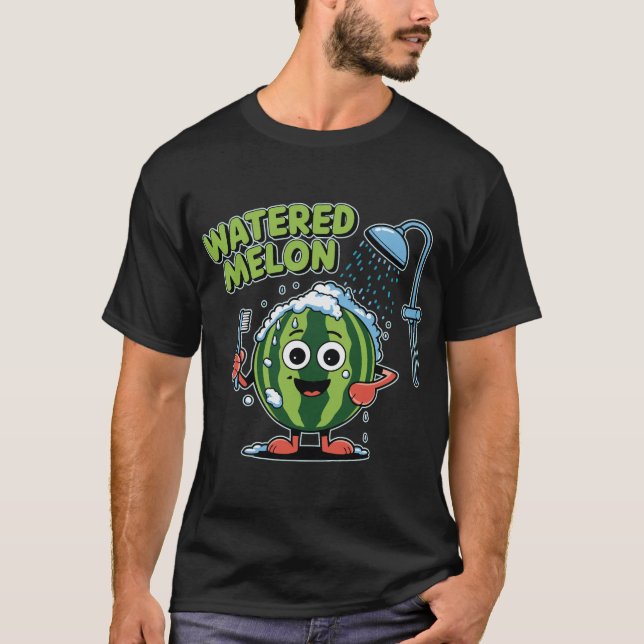 Camiseta Watered Melon Funny Pun Summer Fruit Cartoon Humor (Frente)