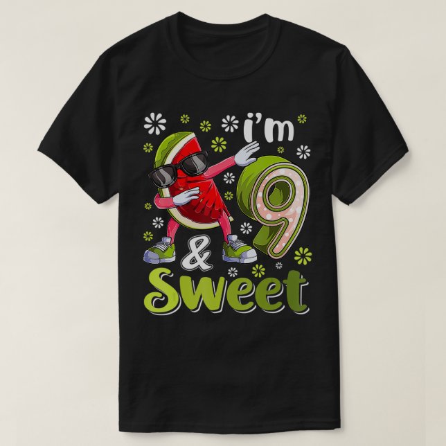 Camiseta Watermelon Birthday Rapariga Doce Fruta 9t (Frente do Design)