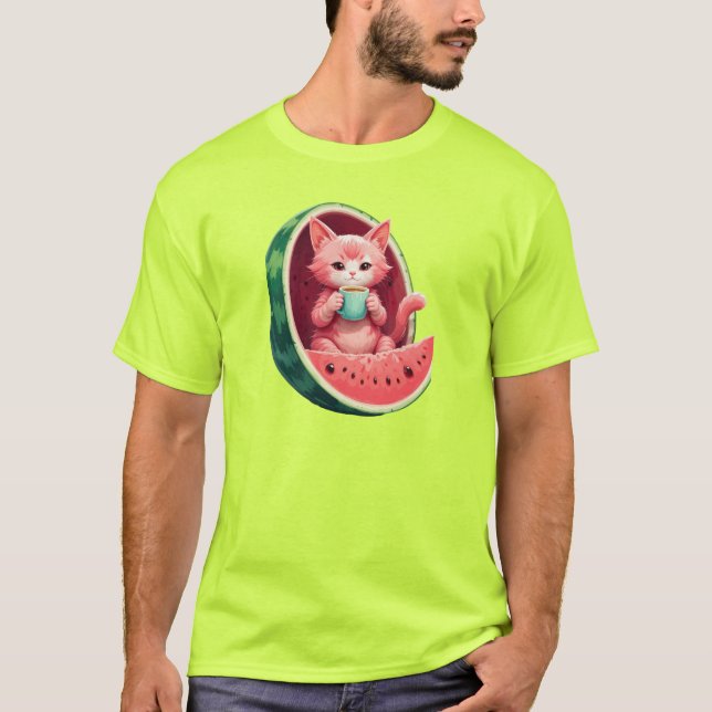 Camiseta Watermelon Cat Coffee Break (Frente)