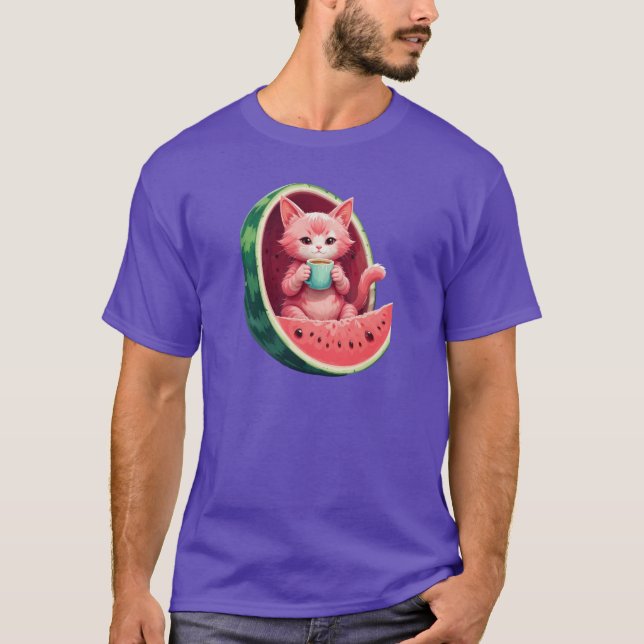 Camiseta Watermelon Cat Coffee Break (Frente)