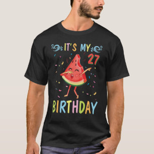 Camiseta Watermelon Dabbing feliz comigo aos 27 anos É M