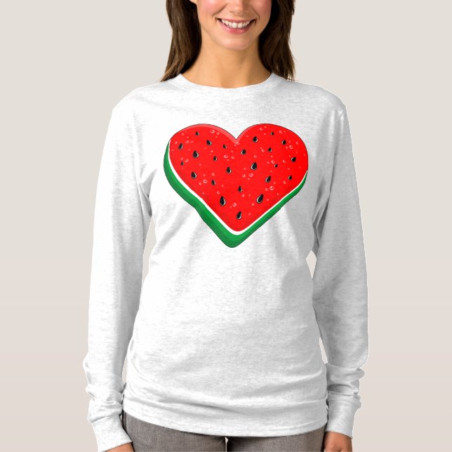 Camiseta Watermelon Heart Dia de os namorados Palestina Liv (Frente)
