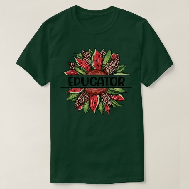 Camiseta Watermelon Sunflower Hello Summer Educator (Frente do Design)