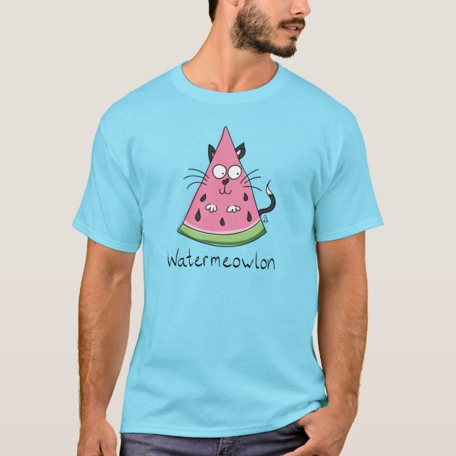 Camiseta Watermeowlon Watermelon Cat Engraçado T-shirt masc (Frente)