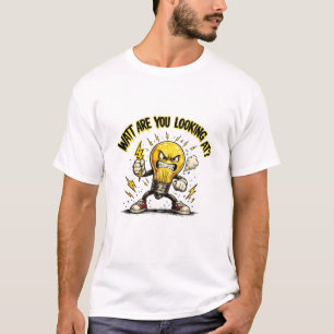 Camiseta Watt Você Está Olhando? Lâmpada Engraçada e Irrita