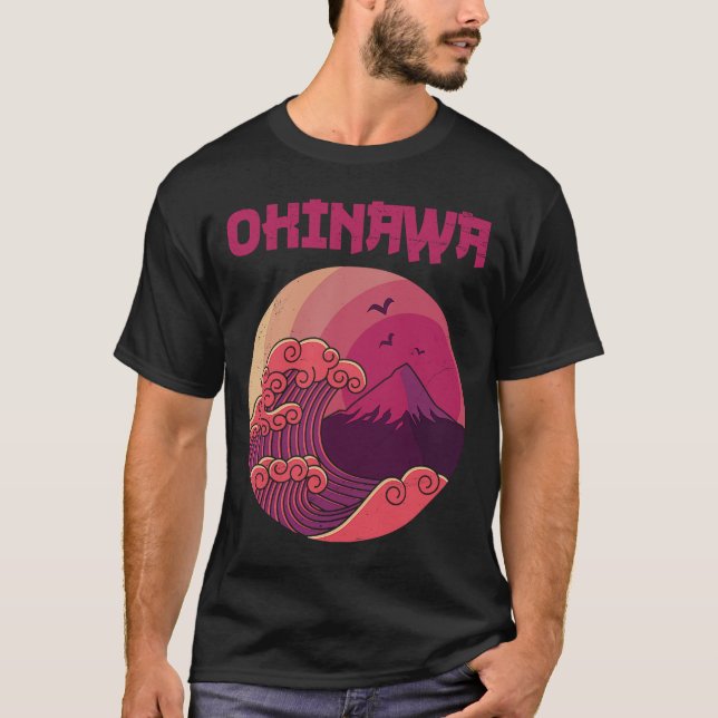 Camiseta Wave e Red Sun Okinawa Japão (Frente)