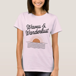 Camiseta Waves e Wanderlust Retro Beach