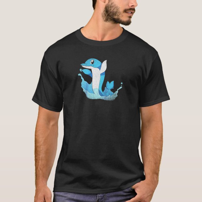 Camiseta Waves Ocean Animal Sea Dolphin Raglan Baseball Te (Frente)