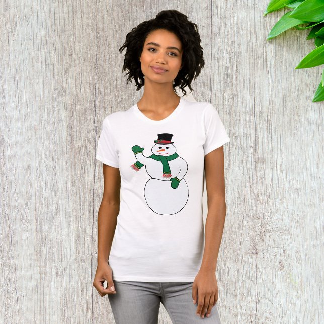 Camiseta Waving Snowman Womens T-Shirt (Criador carregado)