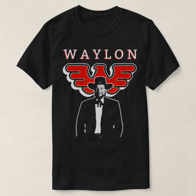 Camiseta Waylon Jennings Círculo Oficial de Cheio de mercha (Frente do Design)