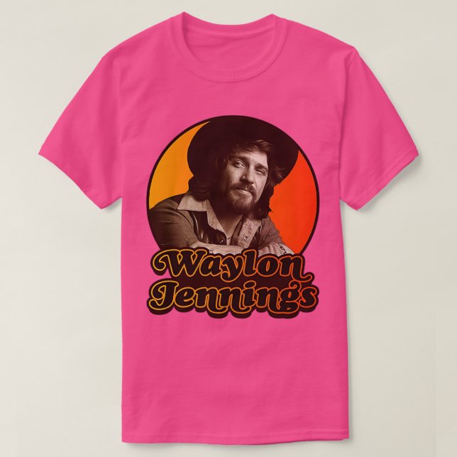 Camiseta Waylon Jennings Vintage Iron On (Frente do Design)