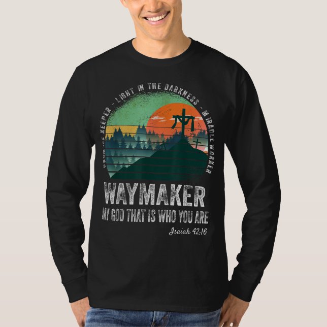 Camiseta Waymaker Miracle Worker Promise Keeper Jesus (Frente)