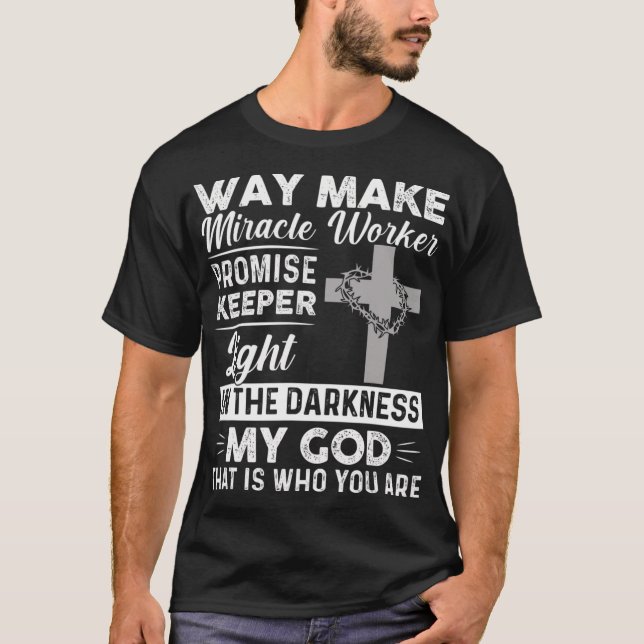 Camiseta Waymaker Miracle Worker Promise Keeper Light Jesus (Frente)