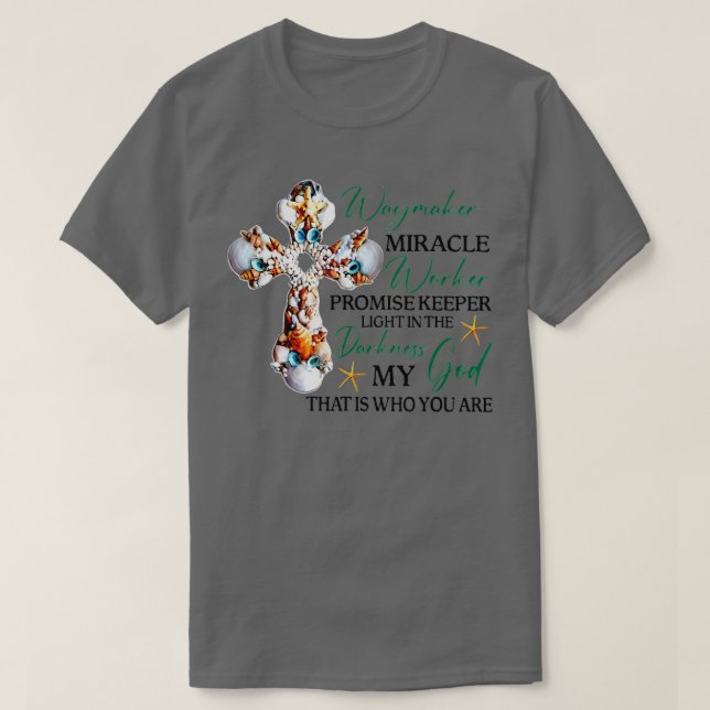 Camiseta Waymaker Miracle Worker Promise Keeper Seashelds C (Frente do Design)