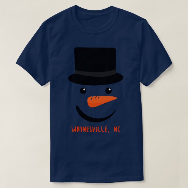 Camiseta Waynesville NC Snowman (Frente do Design)